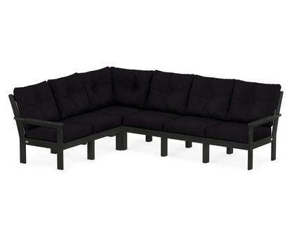 POLYWOOD® Vineyard 6-Piece Sectional in Black / Midnight Linen