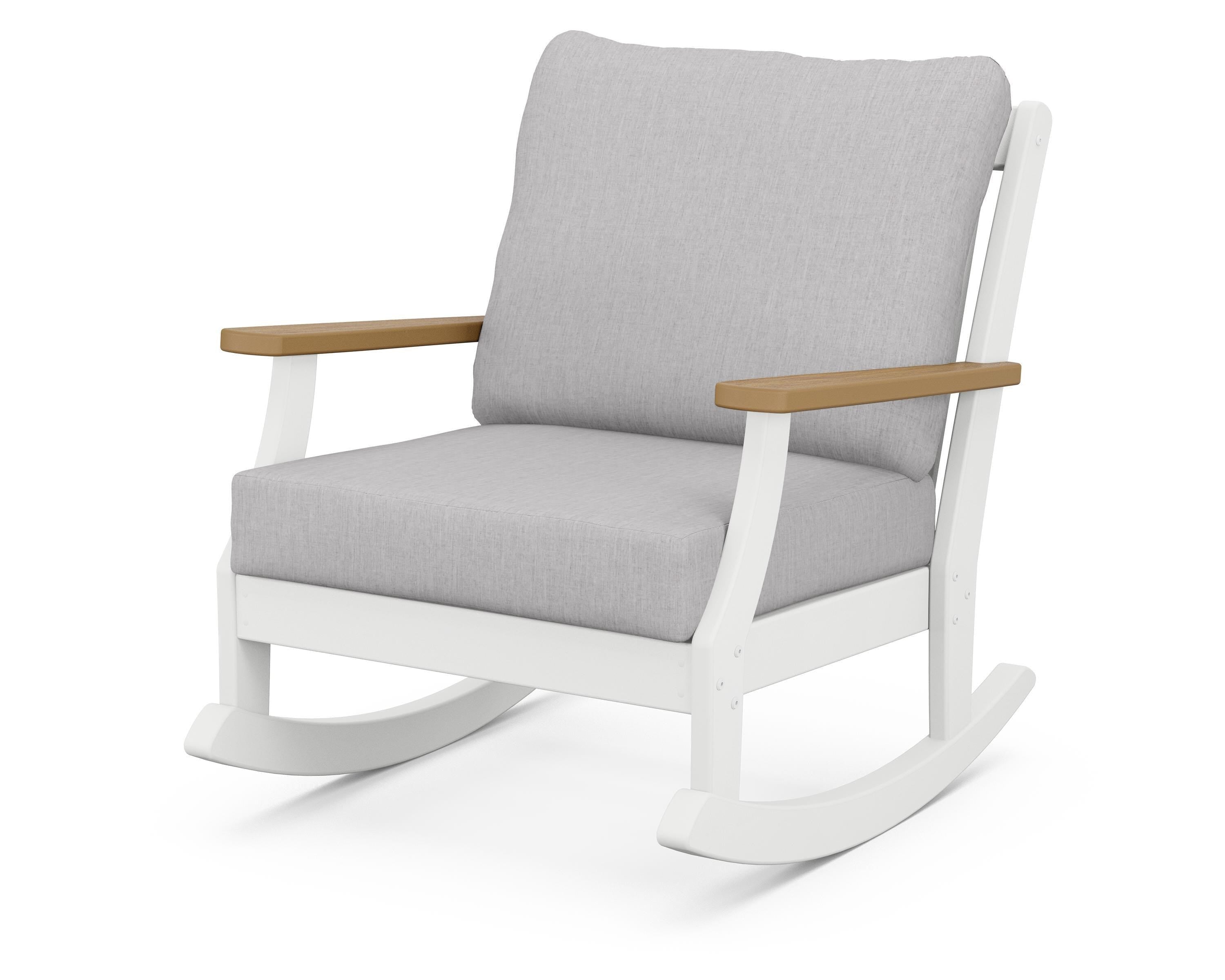 POLYWOOD® Braxton Deep Seating Rocking Chair in White / Natural / Granite
