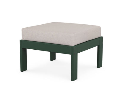 POLYWOOD® Vineyard Modular Ottoman in Green / Dune Burlap