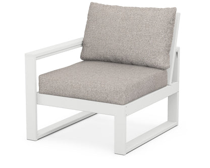 POLYWOOD® EDGE Modular Left Arm Chair in White / Weathered Tweed