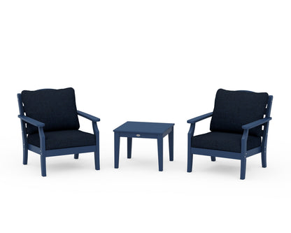 Draper James™ by  POLYWOOD® Savannah 3-Piece Deep Seating Set in Navy / Marine Indigo