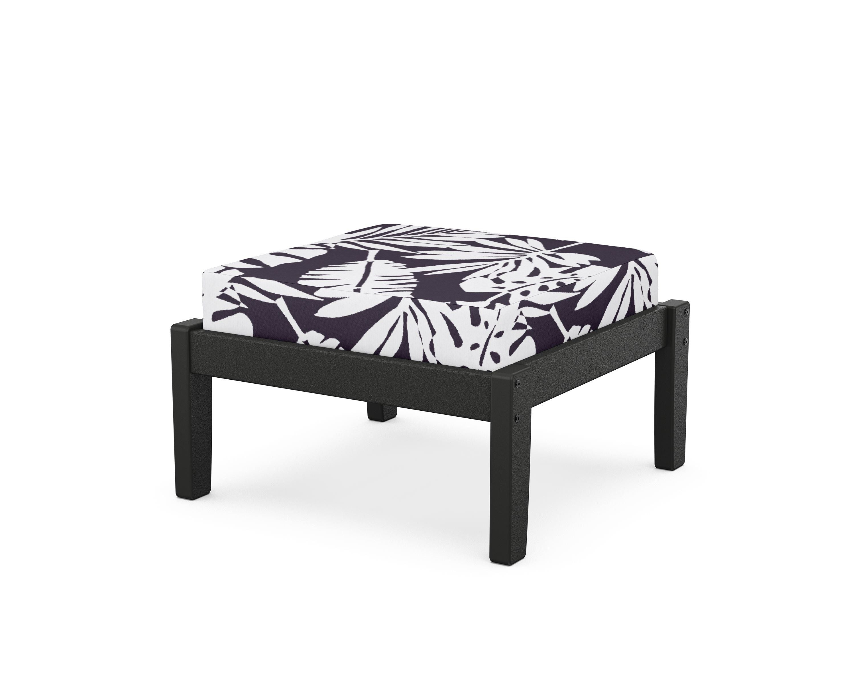 Unbranded Deep Seating Ottoman in Black / Leaf Navy