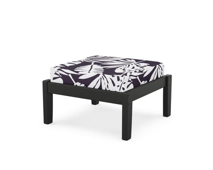 Unbranded Deep Seating Ottoman in Black / Leaf Navy