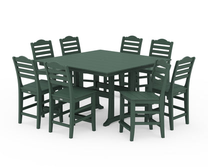 Draper James™ by  POLYWOOD® Savannah Side Chair 9-Piece Square Farmhouse Counter Set with Trestle Legs in Green