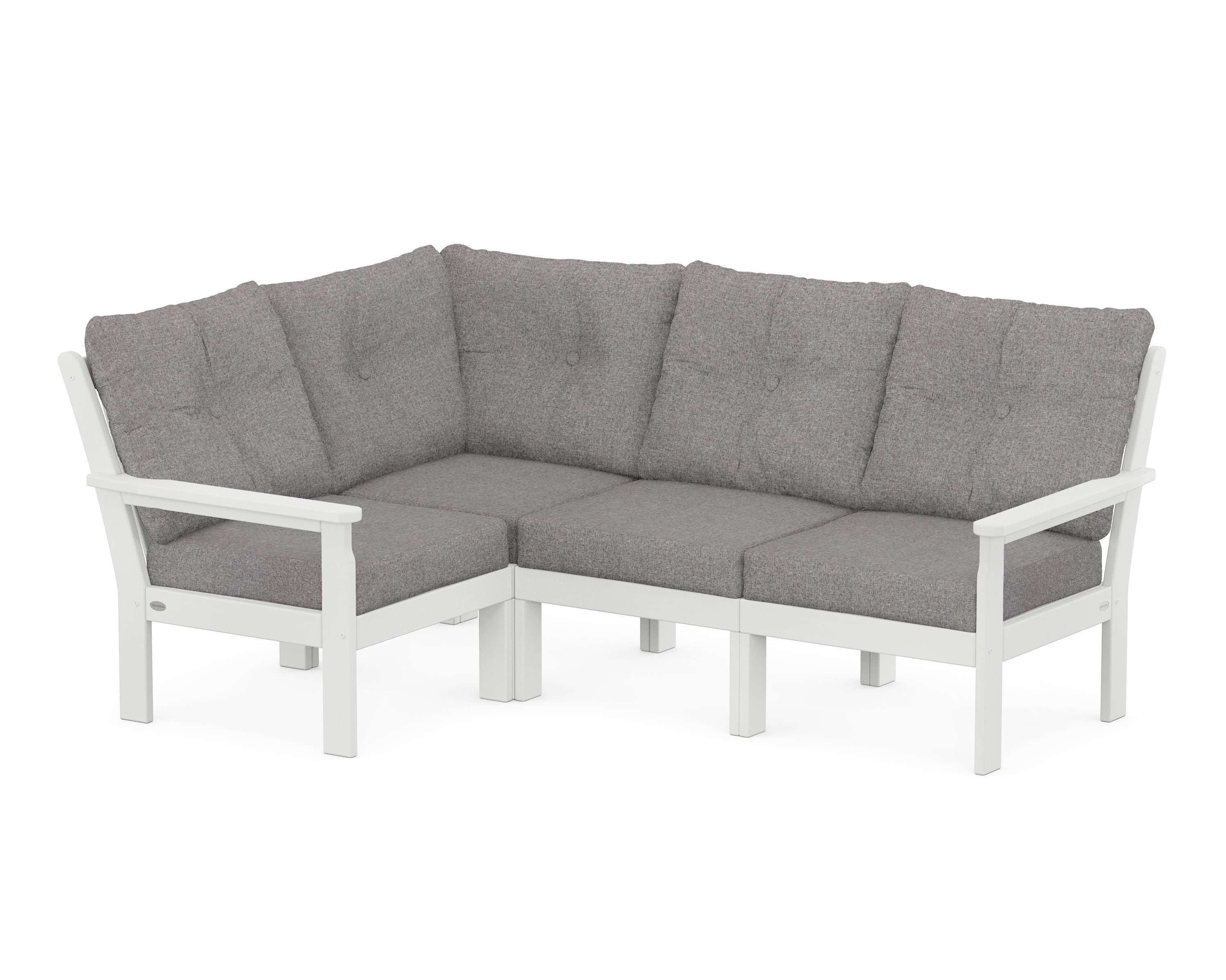 POLYWOOD® Vineyard 4-Piece Sectional in White / Grey Mist