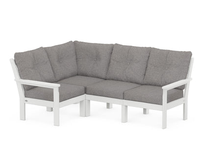 POLYWOOD® Vineyard 4-Piece Sectional in White / Grey Mist