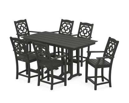 Chinoiserie Arm Chair 7-Piece Farmhouse Counter Set