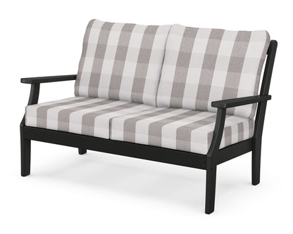 POLYWOOD® Braxton Deep Seating Loveseat in Black / Buffalo Plaid Grey Mist