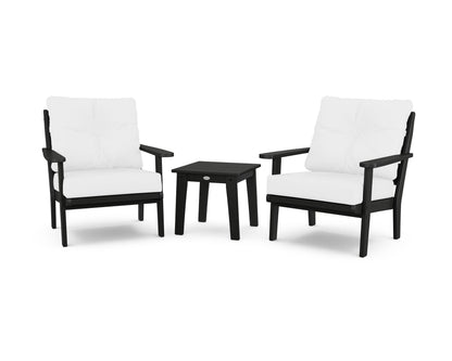 POLYWOOD® Lakeside 3-Piece Deep Seating Chair Set in Black / Natural