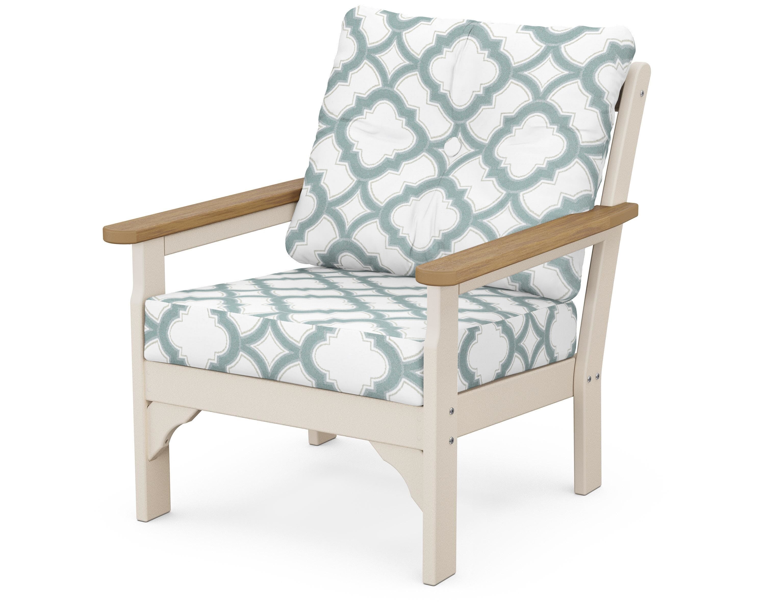 POLYWOOD® Vineyard Deep Seating Chair in Sand / Natural / Trellis Glacier Spa