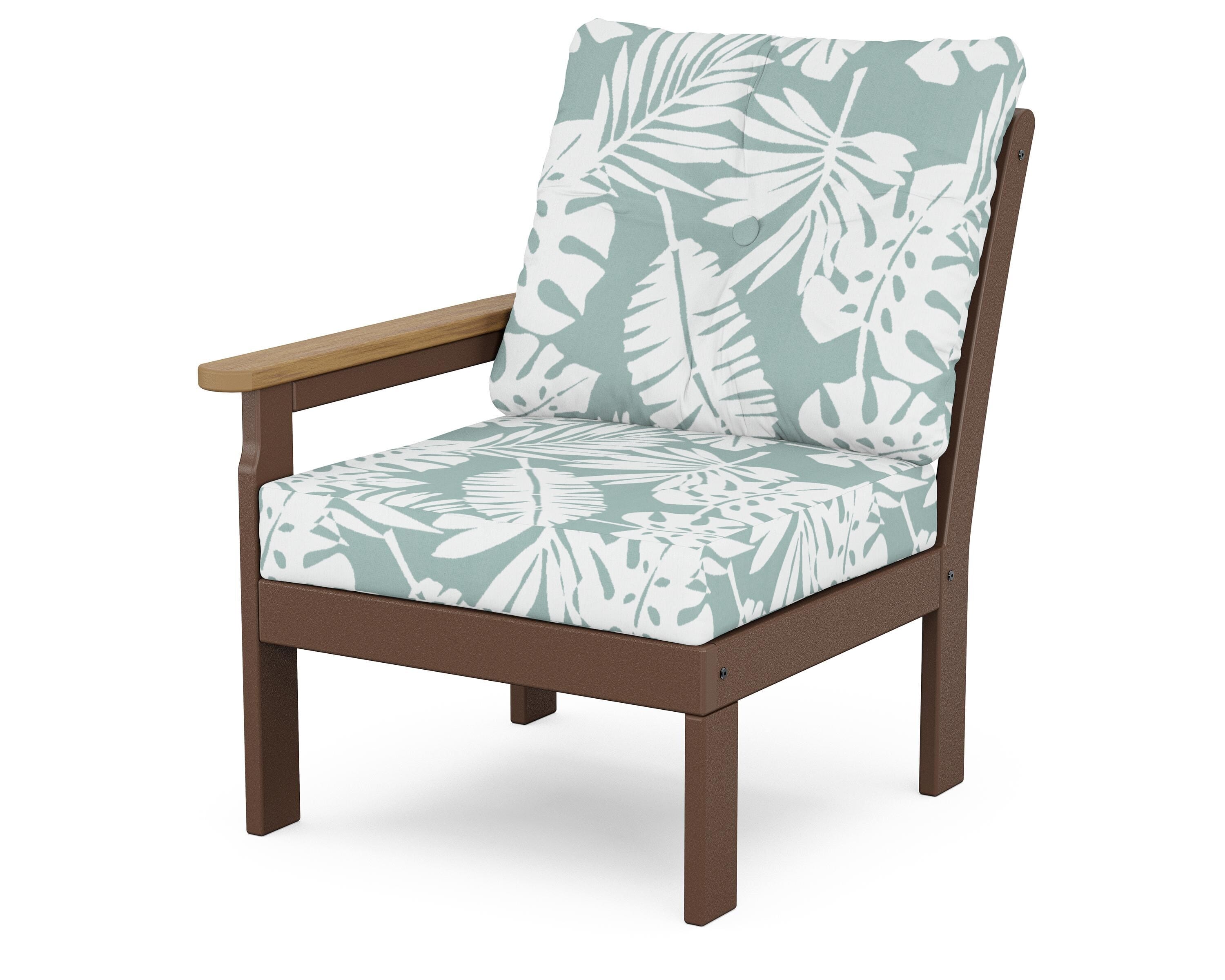 POLYWOOD® Vineyard Modular Left Arm Chair in Mahogany / Natural / Leaf Glacier Spa