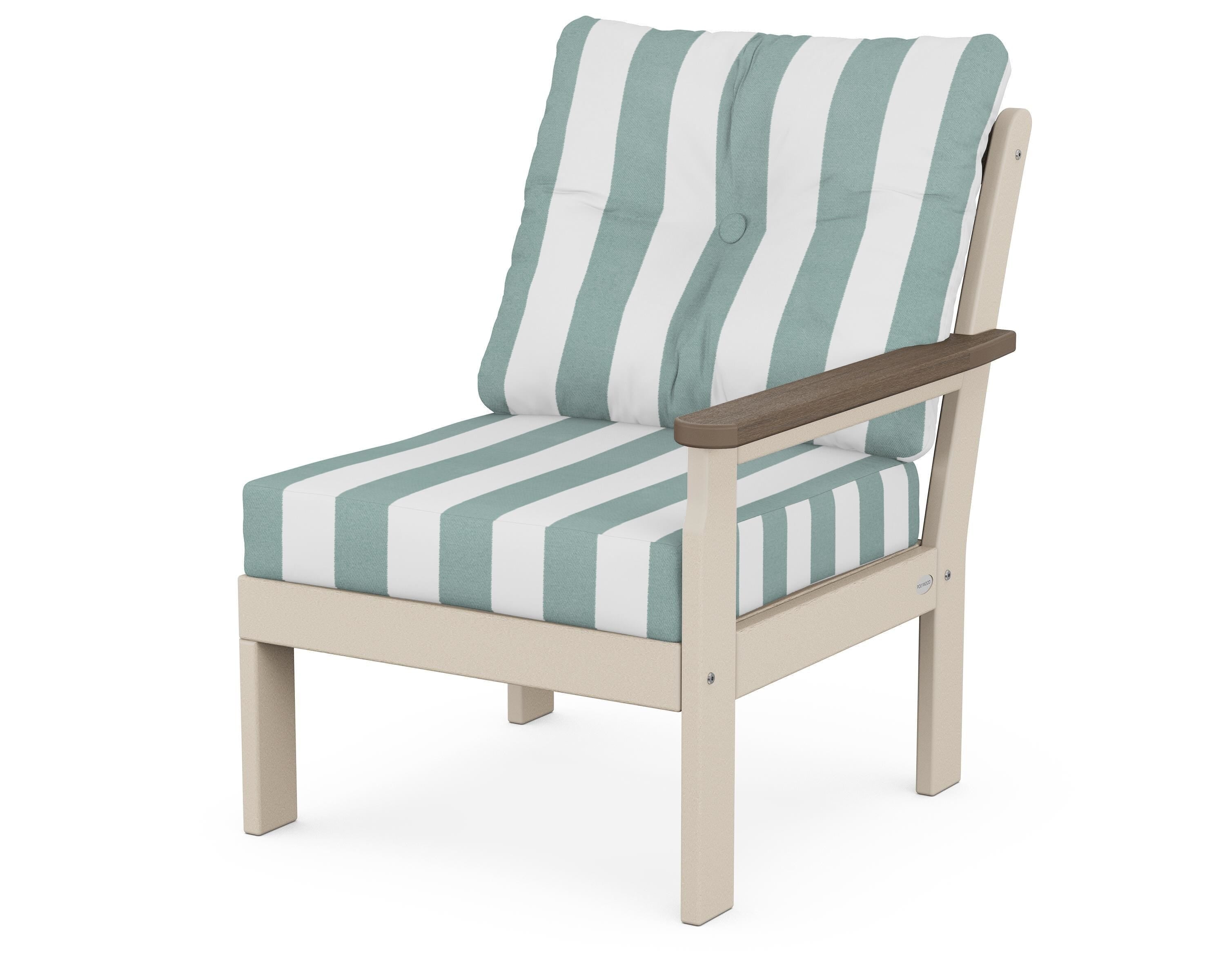 POLYWOOD® Vineyard Modular Right Arm Chair in Sand / Kona / Cabana Stripe Glacier Spa