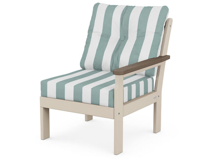 POLYWOOD® Vineyard Modular Right Arm Chair in Sand / Kona / Cabana Stripe Glacier Spa