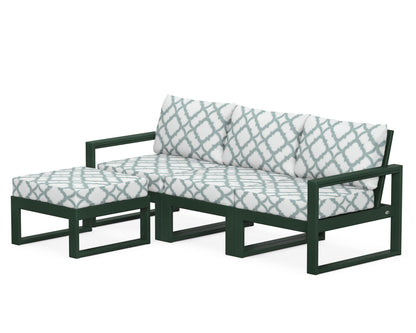 POLYWOOD® EDGE 4-Piece Modular Deep Seating Set with Ottoman in Green / Trellis Glacier Spa