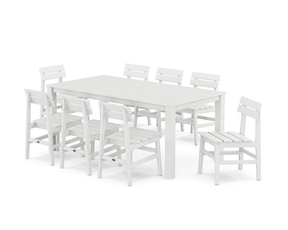 POLYWOOD® Modern Studio Plaza Chair 9-Piece Parsons Dining Set in White