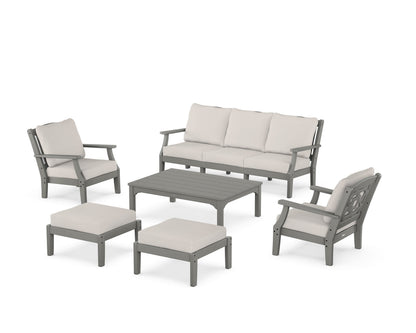 Martha Stewart by POLYWOOD® Chinoiserie 6-Piece Lounge Sofa Set in Slate Grey / Cast Ash