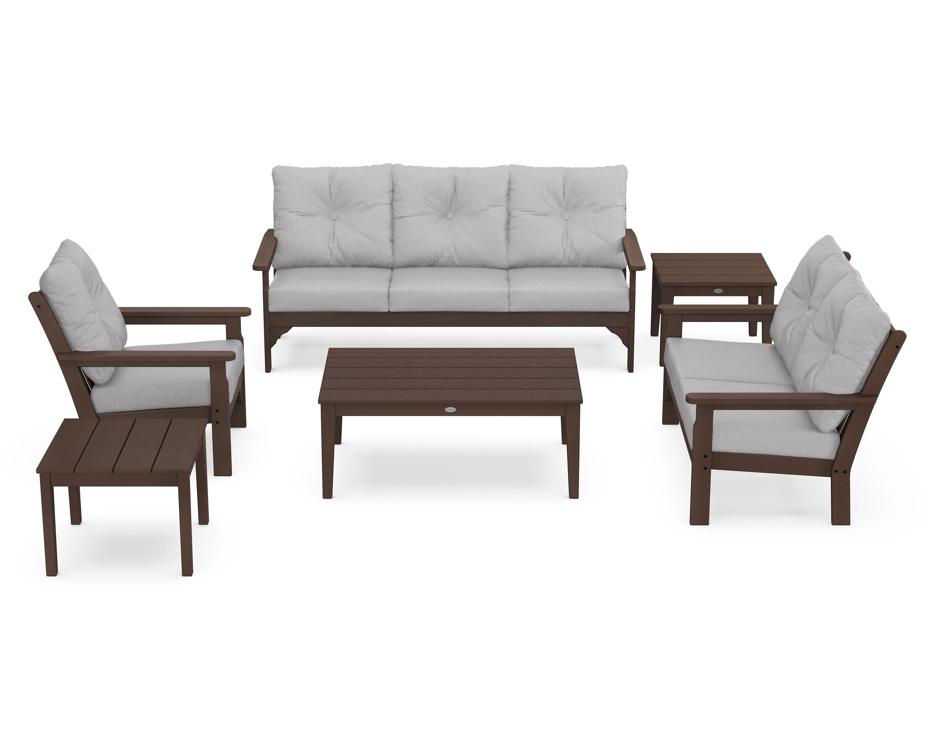 POLYWOOD® Vineyard 6-Piece Deep Seating Set in Mahogany / Granite