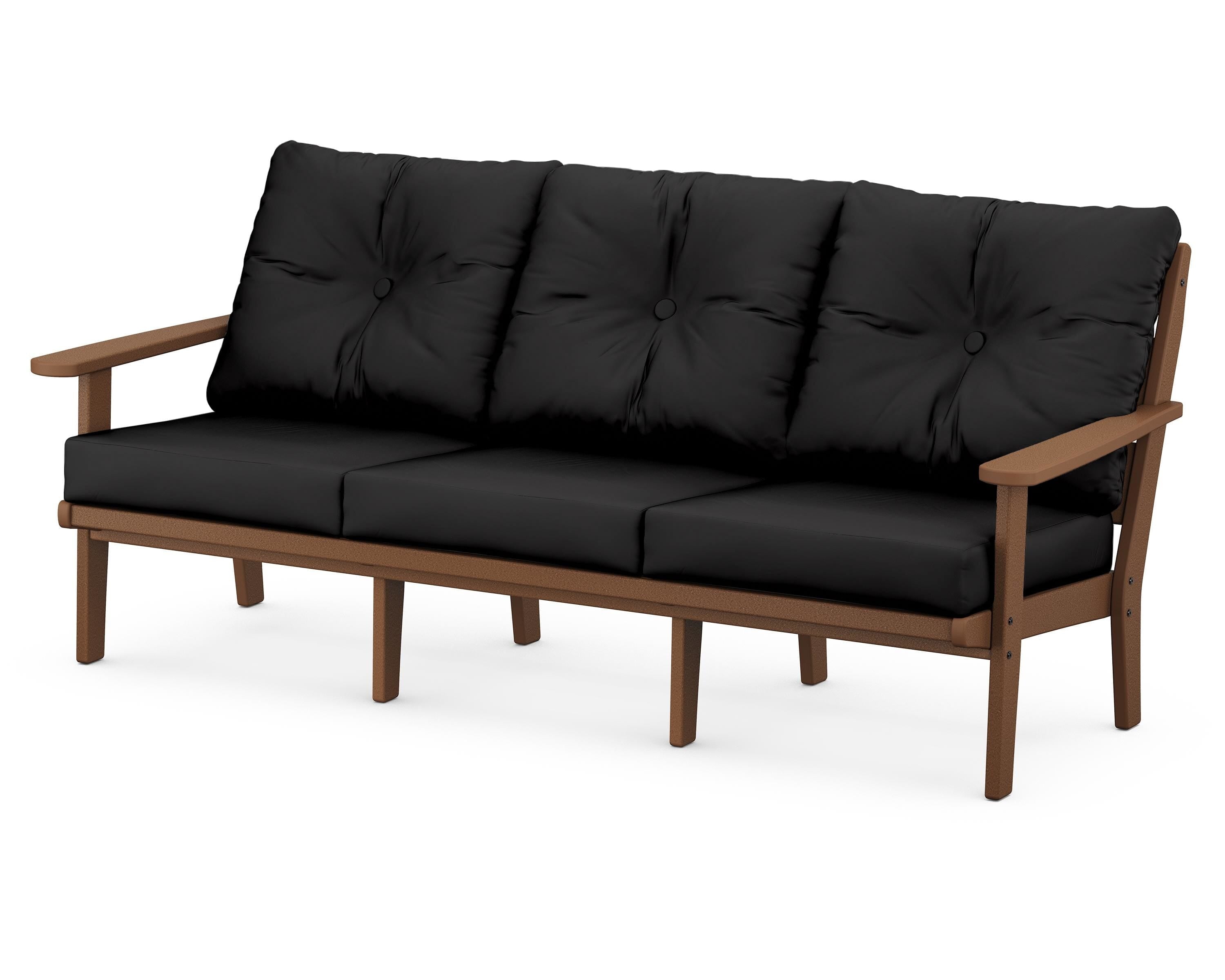 POLYWOOD® Lakeside Deep Seating Sofa in Teak / Canvas Black
