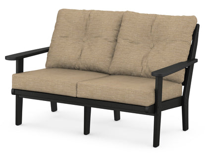 POLYWOOD® Lakeside Deep Seating Loveseat in Black / Charmer Desert