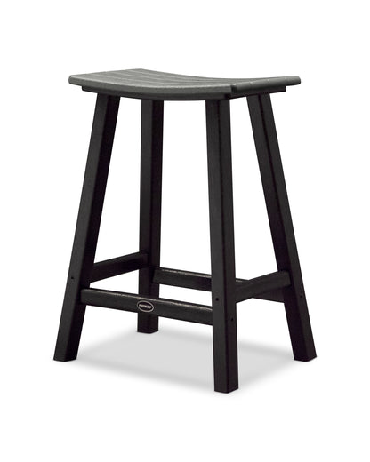 POLYWOOD® Contempo 24" Saddle Counter Stool in Black / Slate Grey