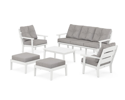 POLYWOOD® Lakeside 6-Piece Lounge Sofa Set in White / Grey Mist