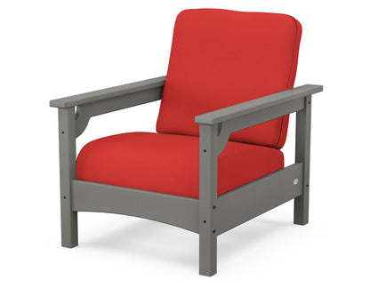 POLYWOOD® Club Chair in Slate Grey / Crimson Linen