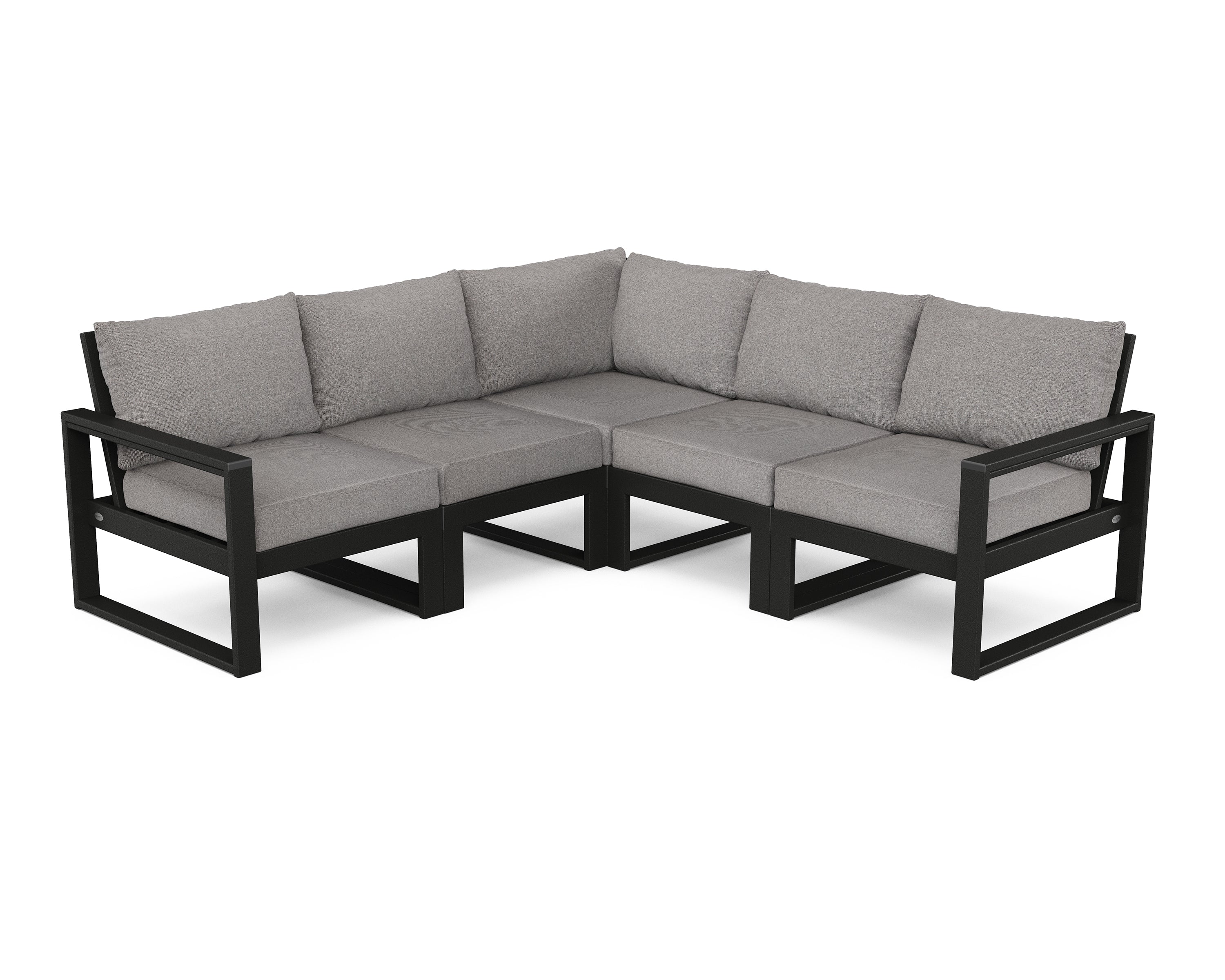 POLYWOOD® EDGE 5-Piece Modular Deep Seating Set in Black / Grey Mist