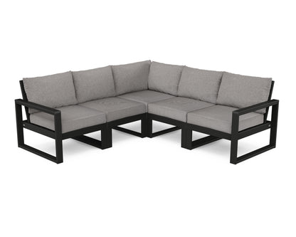 POLYWOOD® EDGE 5-Piece Modular Deep Seating Set in Black / Grey Mist