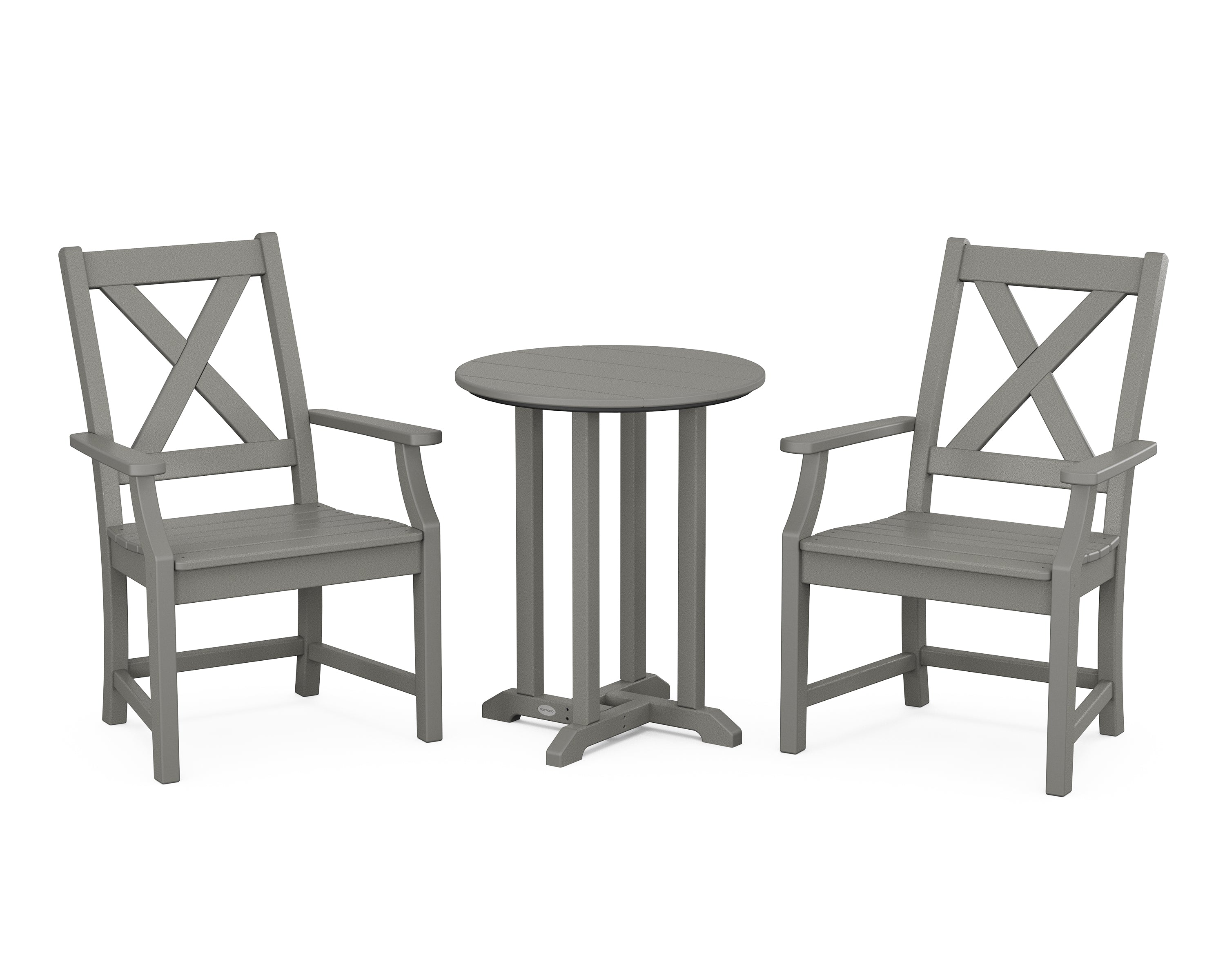 POLYWOOD® Braxton 3-Piece Round Bistro Dining Set in Slate Grey