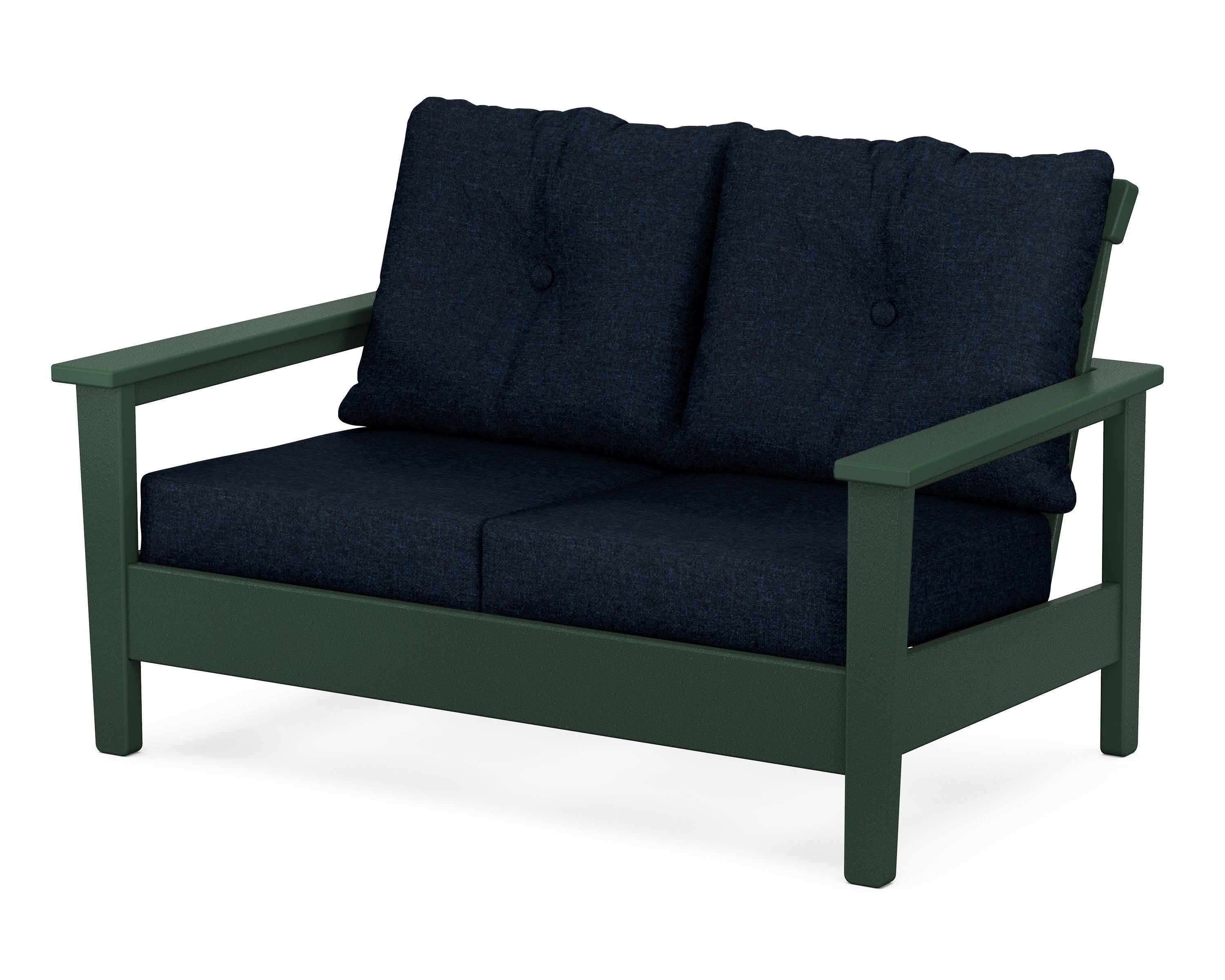 POLYWOOD® Prescott Deep Seating Loveseat in Green / Marine Indigo