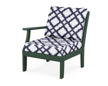 POLYWOOD® Braxton Modular Left Arm Chair in Green / Trellis Navy