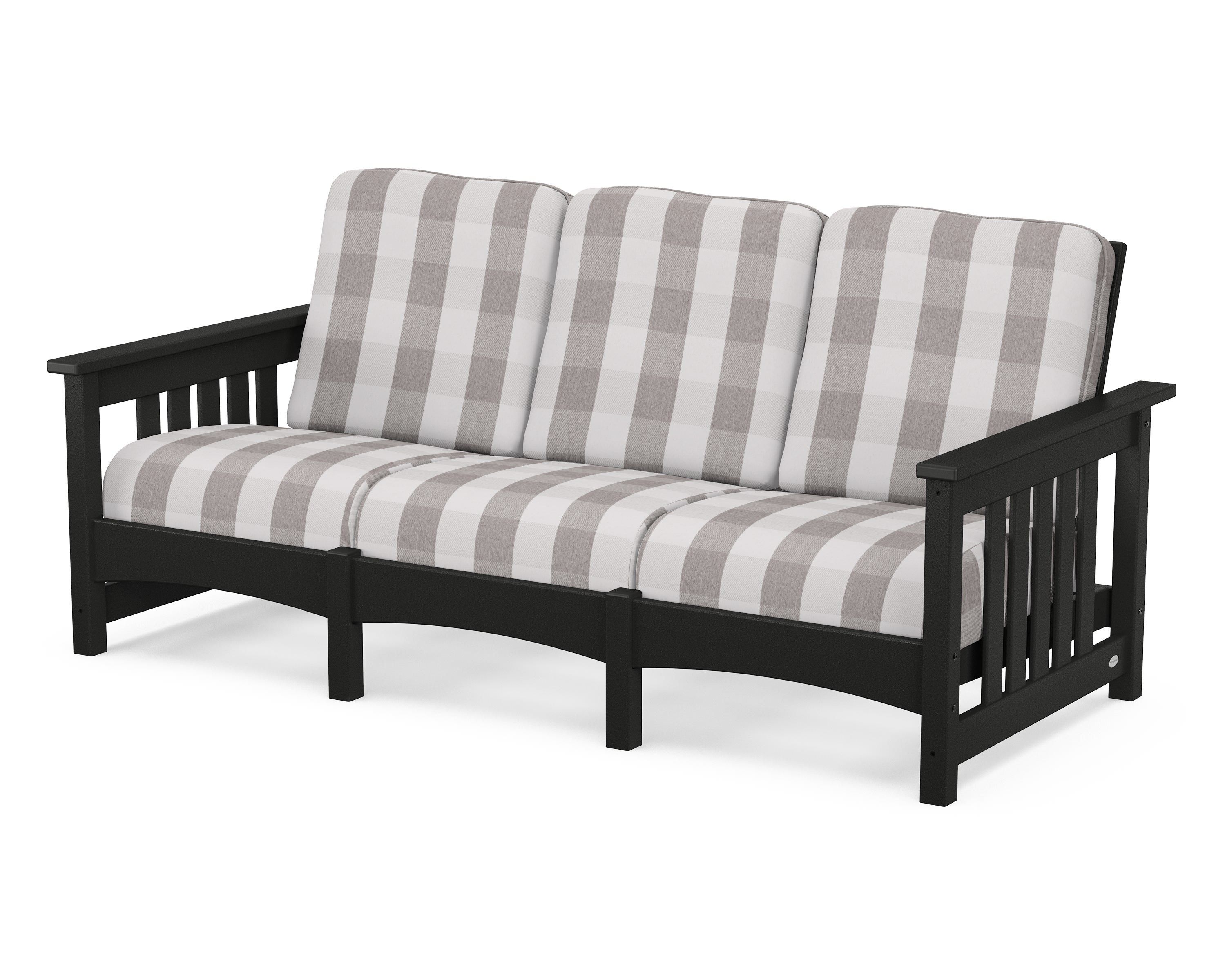 POLYWOOD® Club Mission Sofa in Black / Buffalo Plaid Grey Mist