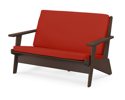 POLYWOOD® Riviera Modern Lounge Loveseat in Mahogany / Canvas Jockey Red