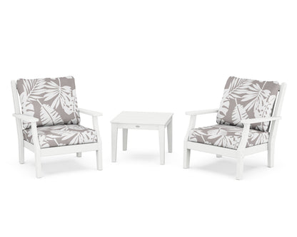 Country Living Wovendale 3-Piece Deep Seating Set in White / Leaf Grey Mist