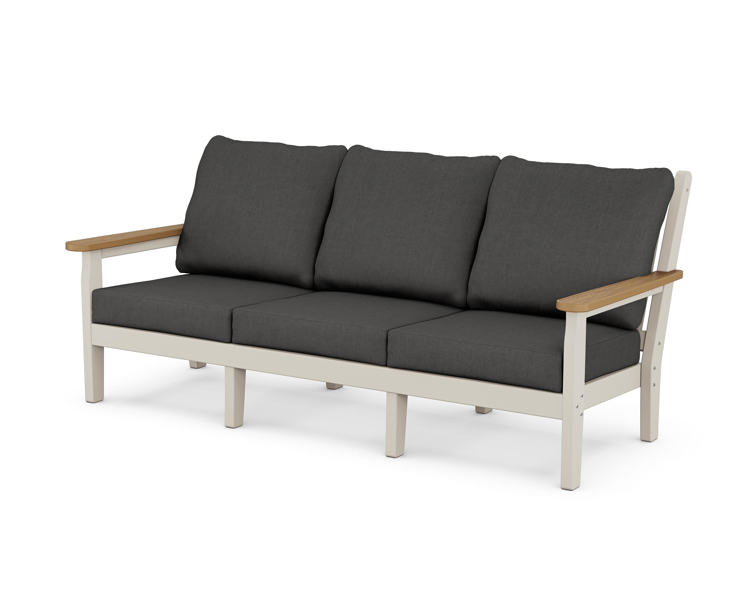 POLYWOOD® Chippendale Deep Seating Sofa in Sand / Natural / Spectrum Carbon