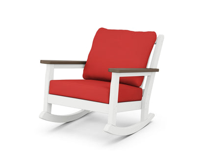POLYWOOD® Chippendale Deep Seating Rocking Chair in White / Kona / Crimson Linen