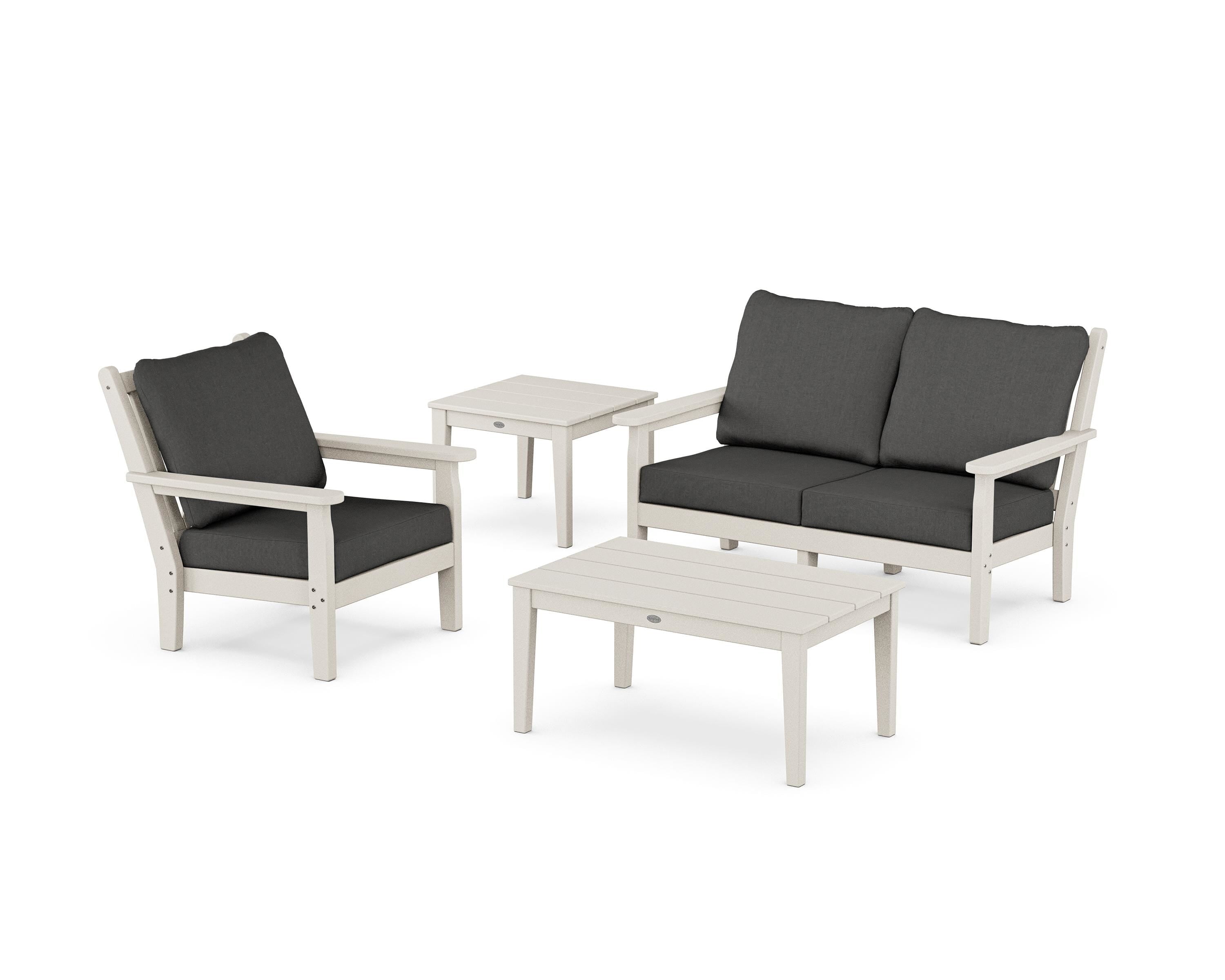 POLYWOOD® Chippendale 4-Piece Deep Seating Set in Sand / Spectrum Carbon