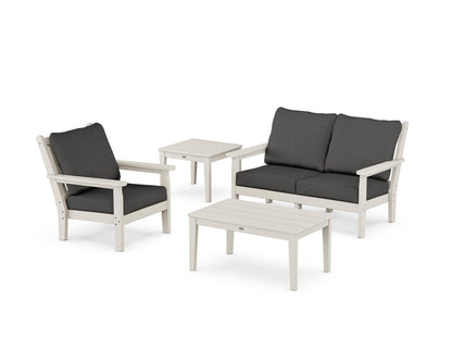 POLYWOOD® Chippendale 4-Piece Deep Seating Set in Sand / Spectrum Carbon