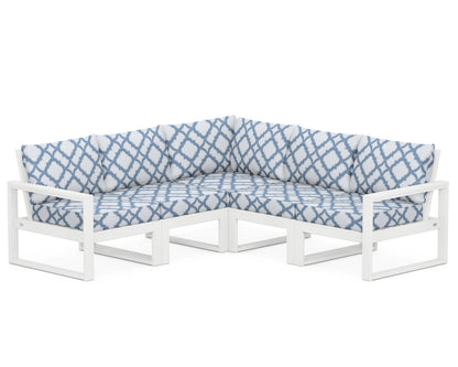 POLYWOOD® EDGE 5-Piece Modular Deep Seating Set in White / Trellis Sky Blue