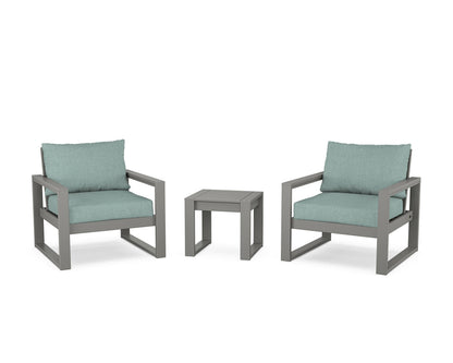 POLYWOOD® EDGE Sectional 3-Piece Deep Seating Set in Slate Grey / Glacier Spa