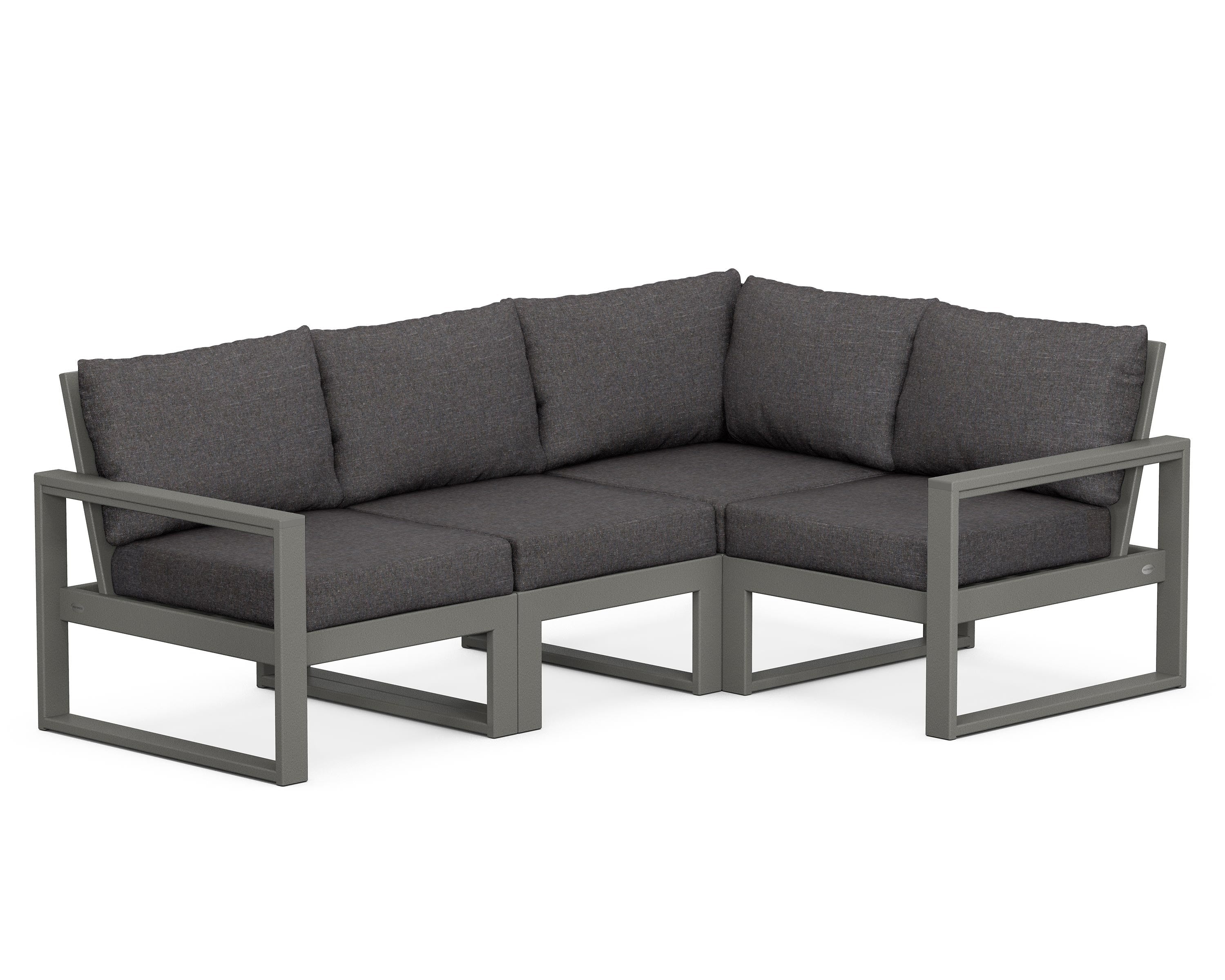 POLYWOOD® EDGE 4-Piece Modular Deep Seating Set in Slate Grey / Ash Charcoal