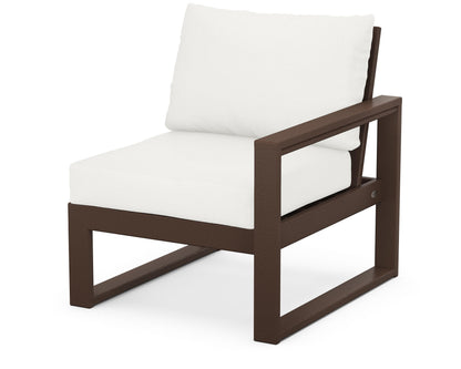 POLYWOOD® EDGE Modular Right Arm Chair in Mahogany / Natural Linen
