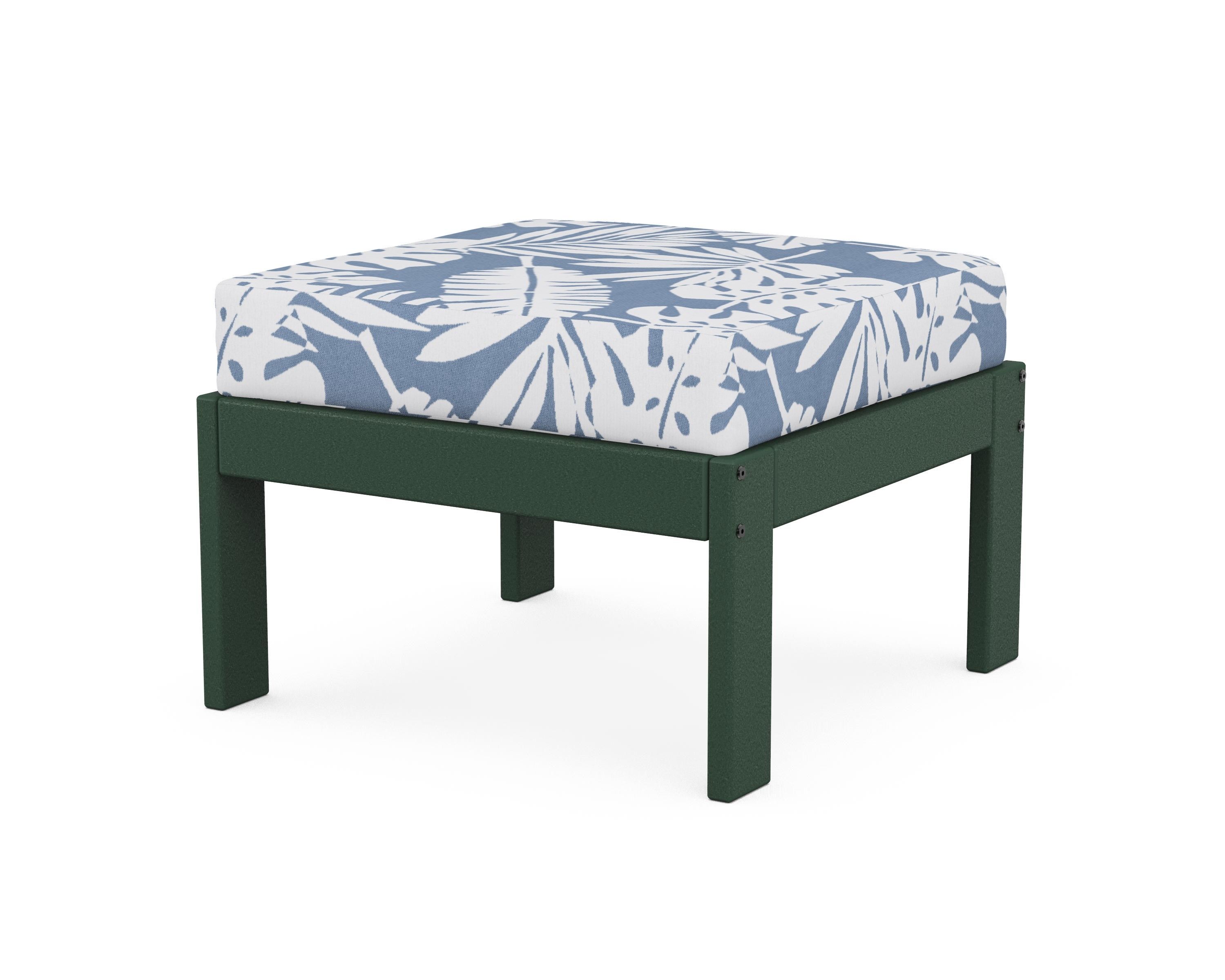 POLYWOOD® Vineyard Modular Ottoman in Green / Leaf Sky Blue