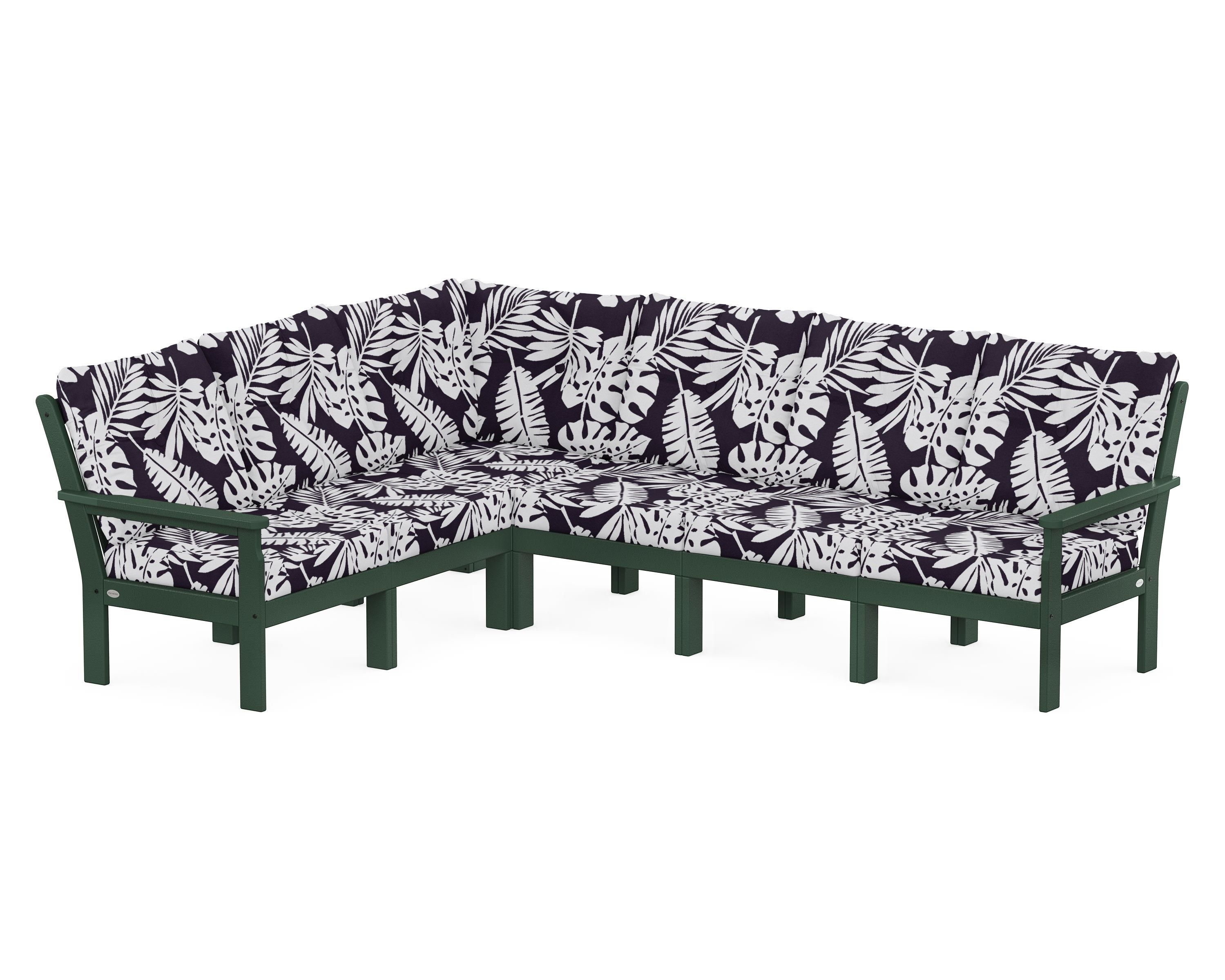 POLYWOOD® Vineyard 6-Piece Sectional in Green / Leaf Navy