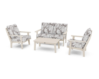 POLYWOOD® Lakeside 4-Piece Deep Seating Set in Sand / Leaf Grey Mist