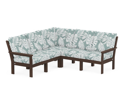 POLYWOOD® Vineyard 5-Piece Sectional in Mahogany / Leaf Glacier Spa