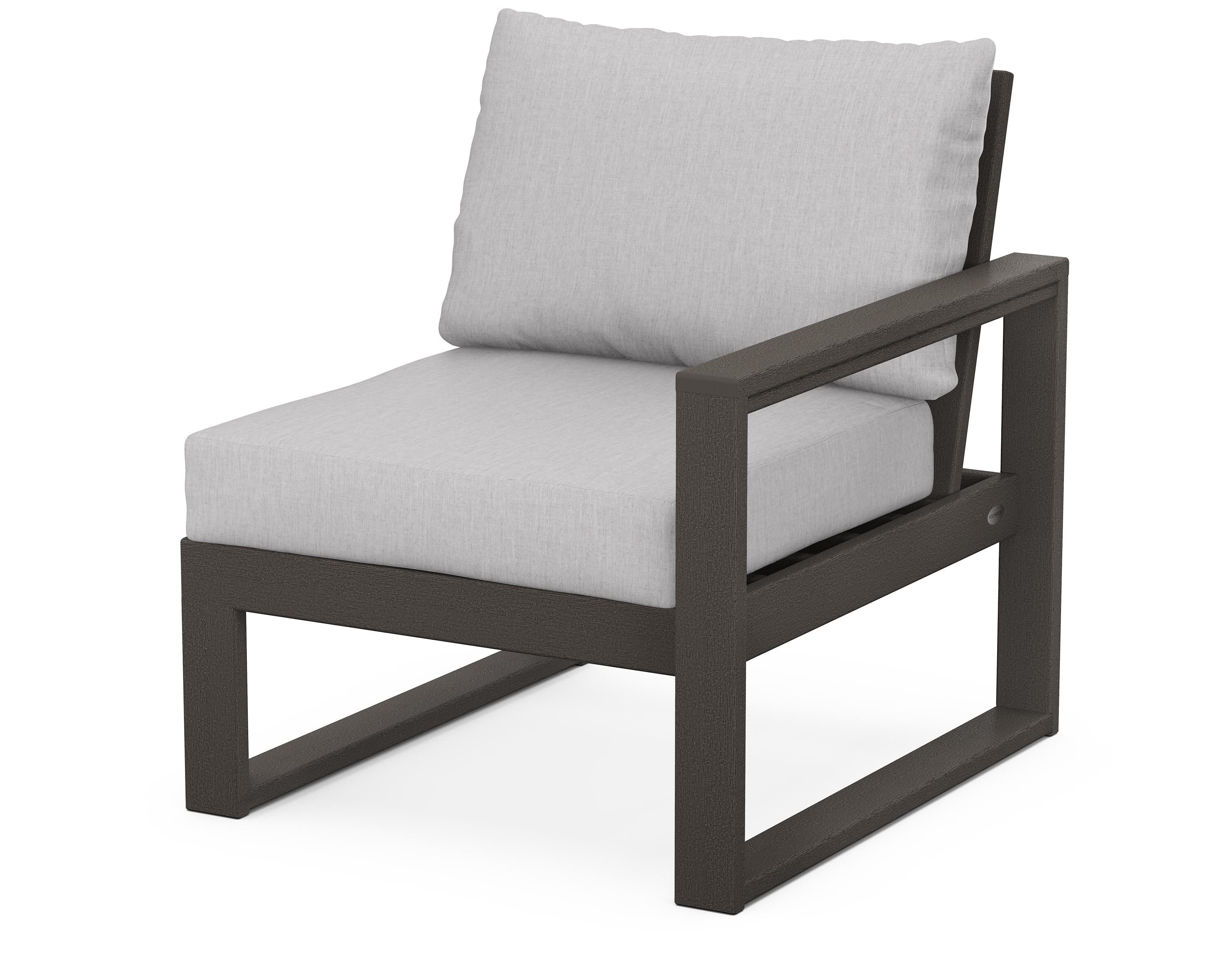 POLYWOOD® EDGE Modular Right Arm Chair in Vintage Coffee / Granite