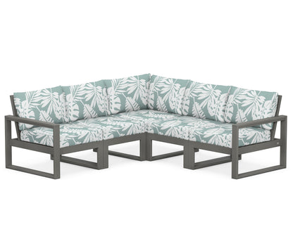 POLYWOOD® EDGE 5-Piece Modular Deep Seating Set in Slate Grey / Leaf Glacier Spa