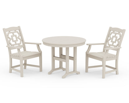 Martha Stewart by POLYWOOD® Chinoiserie 3-Piece Farmhouse Dining Set in Sand