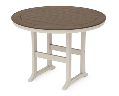 POLYWOOD® Nautical Trestle 60" Round Bar Table in Sand / Kona